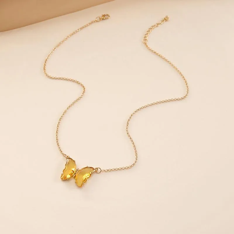 Combo Of 2 Yellow Red Crystal Butterfly Pendant