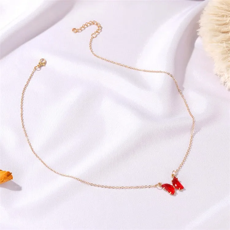 Combo Of 2 Yellow Red Crystal Butterfly Pendant