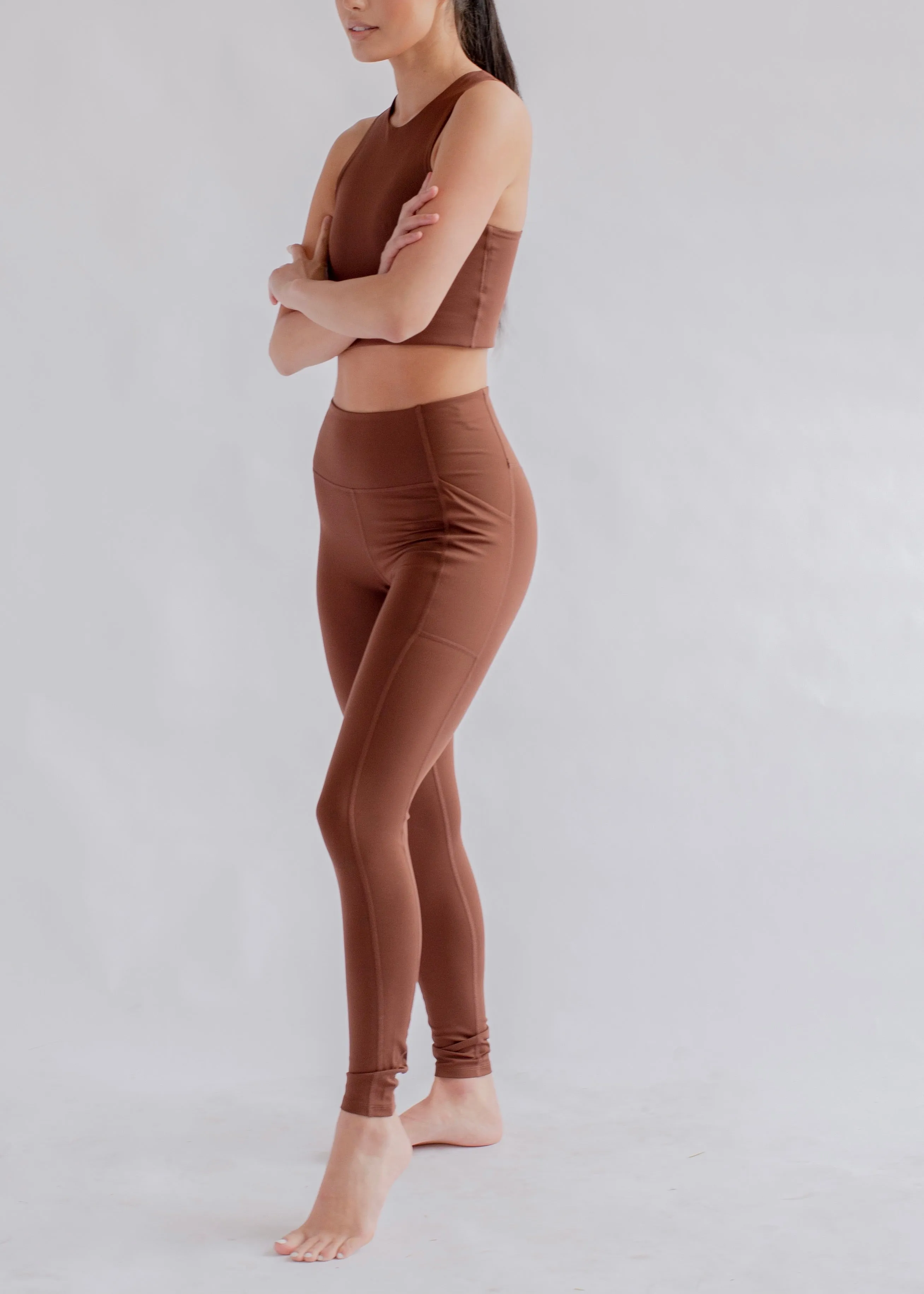 Compressive High-Rise Pocket Legging, Earth