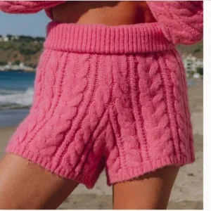Daily Drills Sweater Pink Shorts Cheeks Cable Knit XS Small