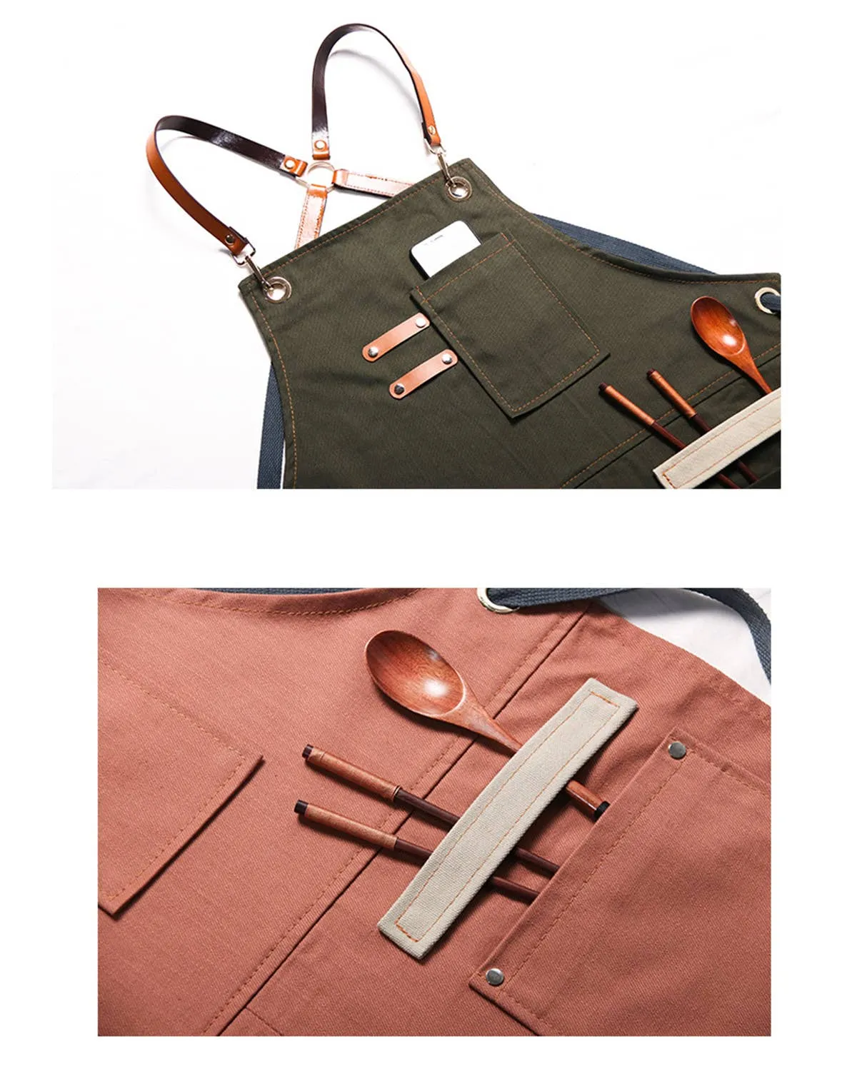 Denim Apron with Double Pockets