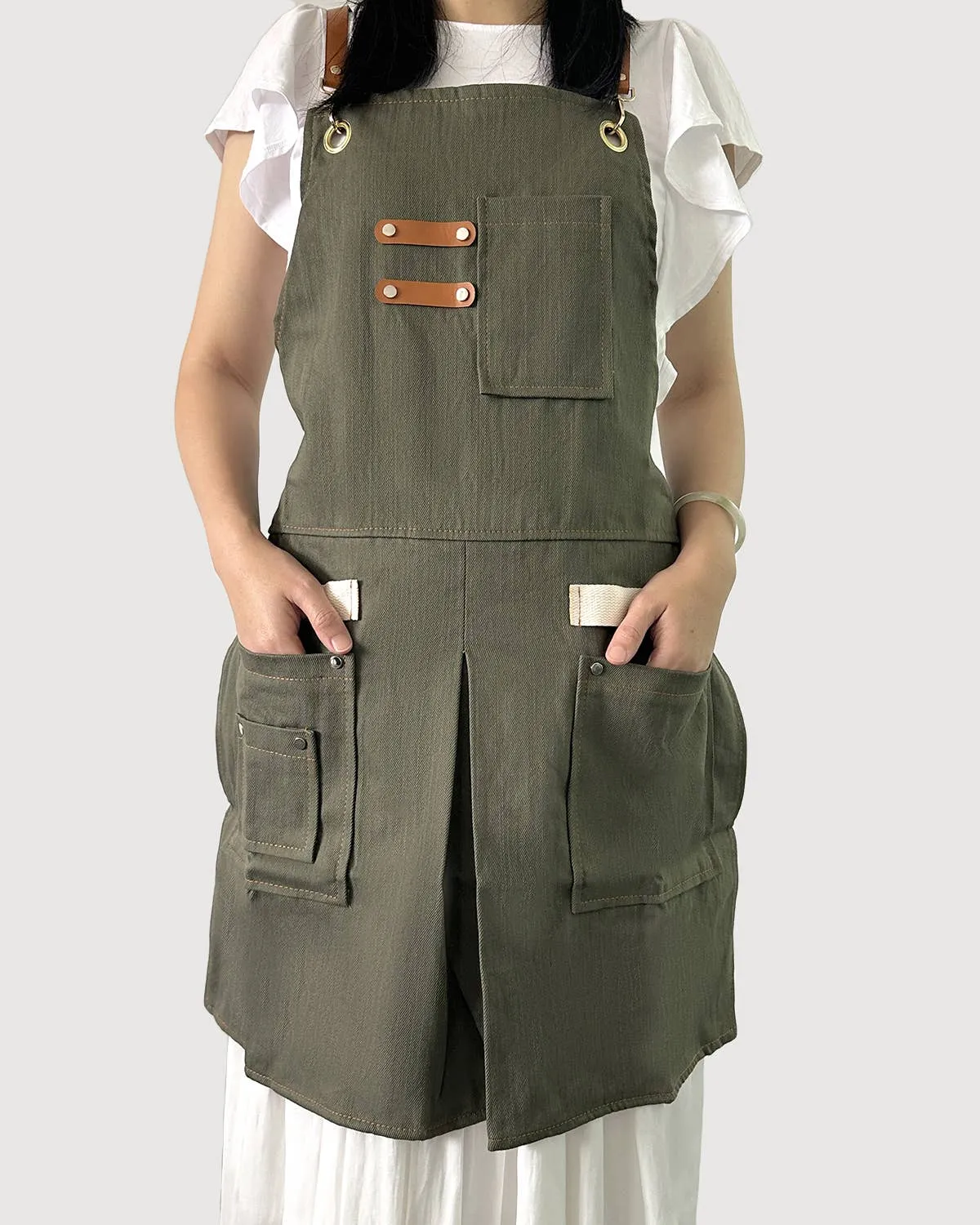 Denim Apron with Double Pockets