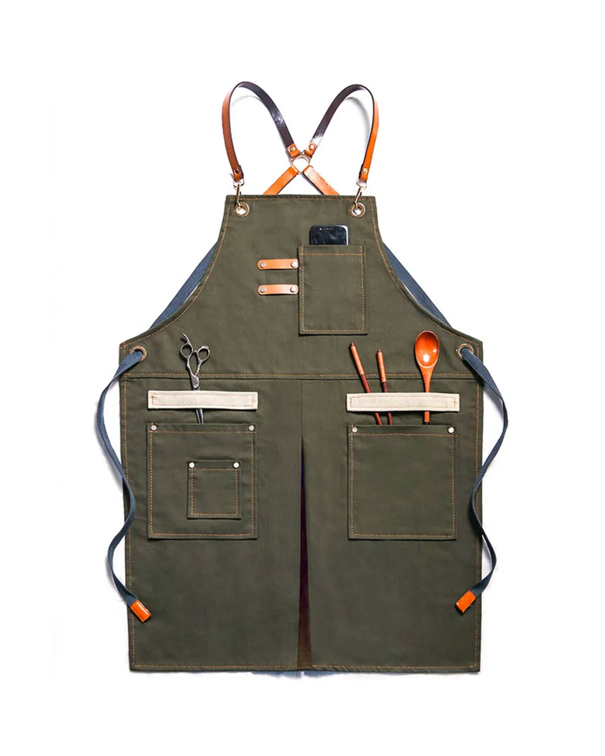 Denim Apron with Double Pockets