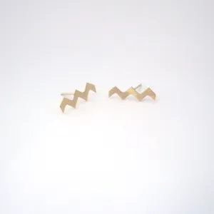 Distinctive and Stylish, Hand-Made, Zig Zag Chevron Ear Studs - 0143
