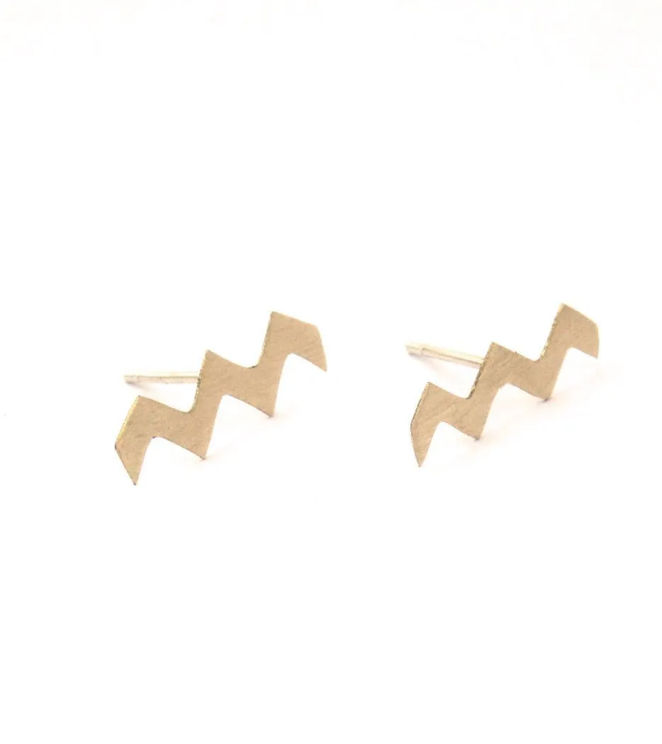 Distinctive and Stylish, Hand-Made, Zig Zag Chevron Ear Studs - 0143