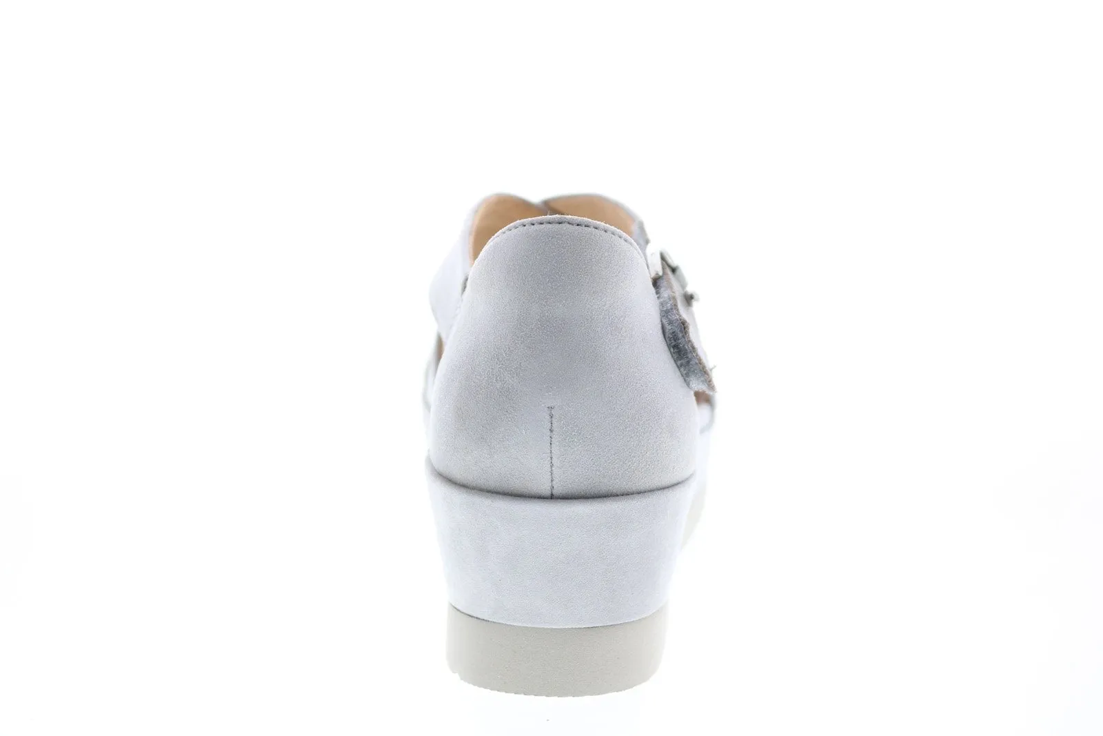 Earth Hibiscus Platform Womens Gray Suede Strap Flats Shoes