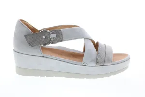 Earth Hibiscus Platform Womens Gray Suede Strap Flats Shoes
