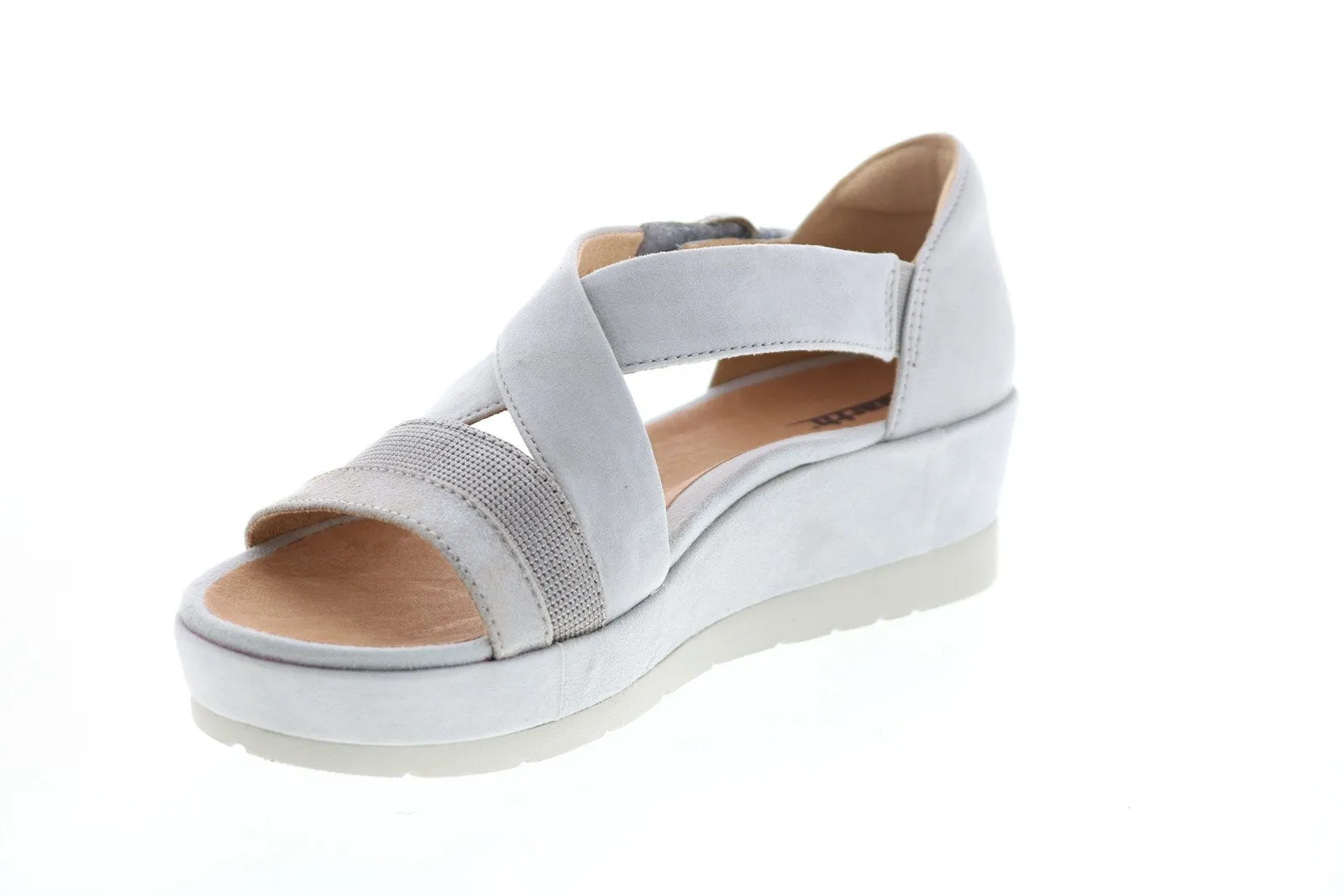 Earth Hibiscus Platform Womens Gray Suede Strap Flats Shoes