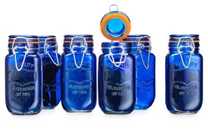 Elegant Home Airtight Glass Spice Jar Hermetic Seal Bail & Trigger /Jar with Lidx2022; Use As Spice Canisterx2022; / Set of 6 (Blue)