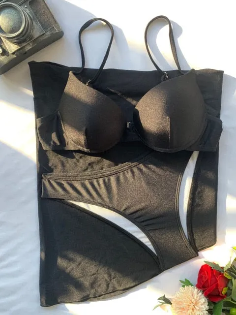 FELICIA 2 Solid Color 3 piece Bikini Set