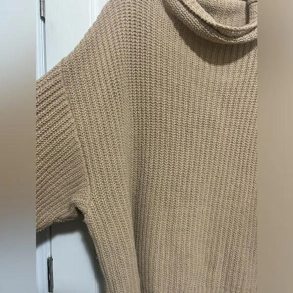 Free People Knit Cozy Tan Sweater Brown Chunky FPM