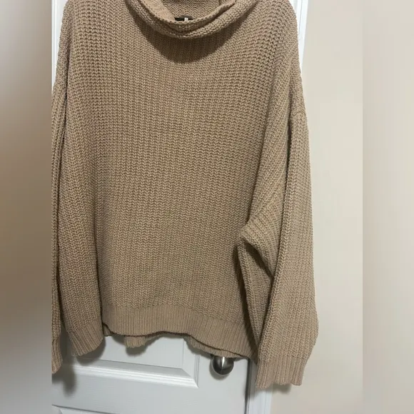 Free People Knit Cozy Tan Sweater Brown Chunky FPM