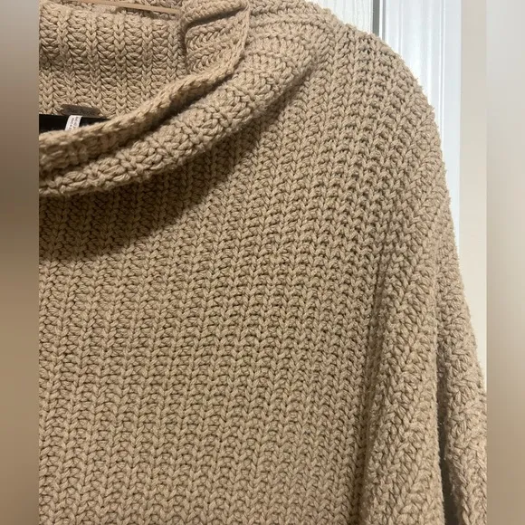 Free People Knit Cozy Tan Sweater Brown Chunky FPM