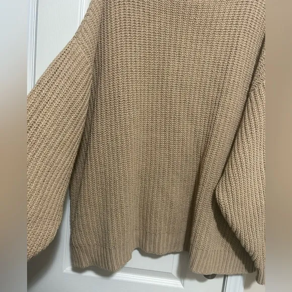 Free People Knit Cozy Tan Sweater Brown Chunky FPM