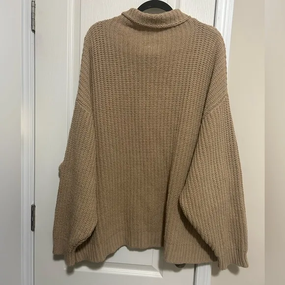 Free People Knit Cozy Tan Sweater Brown Chunky FPM