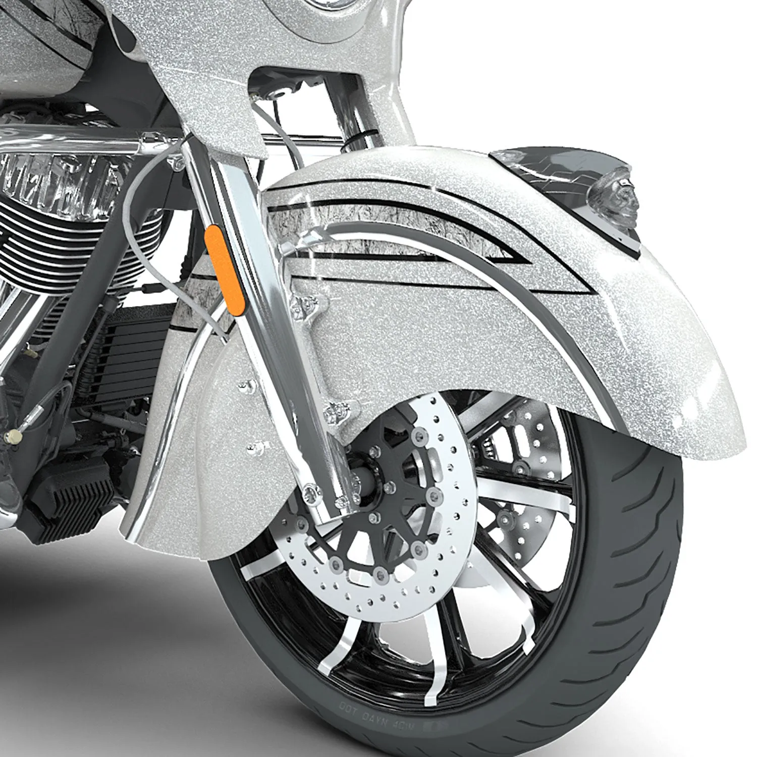 Front Fender Headdress Light Kit, Chrome - 2880665-156