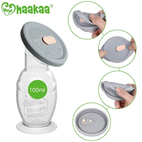 Haakaa Manual Breast Pump with Base with Silicone Lid Set
