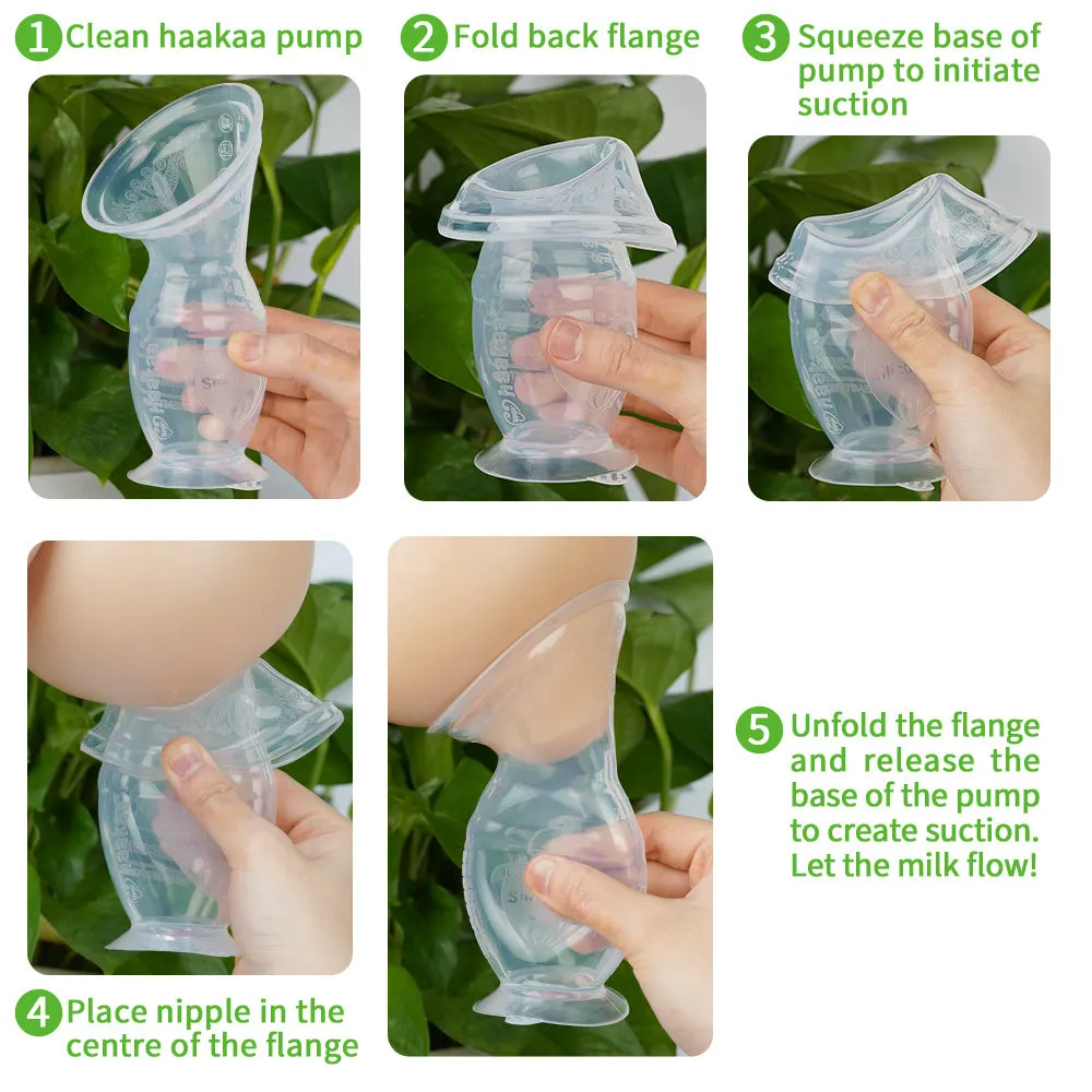 Haakaa Manual Breast Pump with Base with Silicone Lid Set
