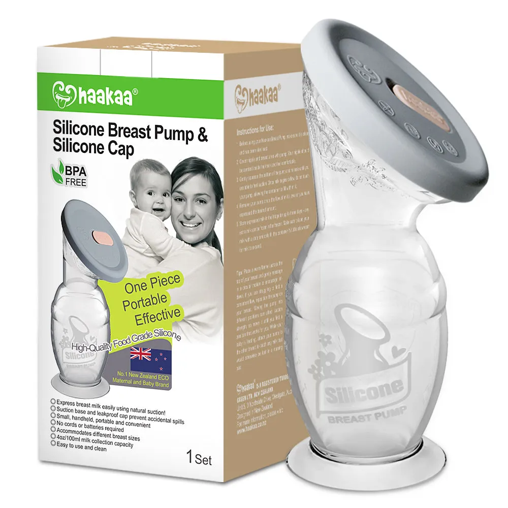 Haakaa Manual Breast Pump with Base with Silicone Lid Set
