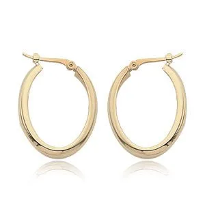 Half Round Tube Oval Hoop Earrings