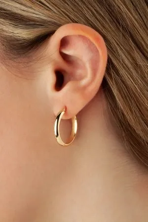 Half Round Tube Oval Hoop Earrings