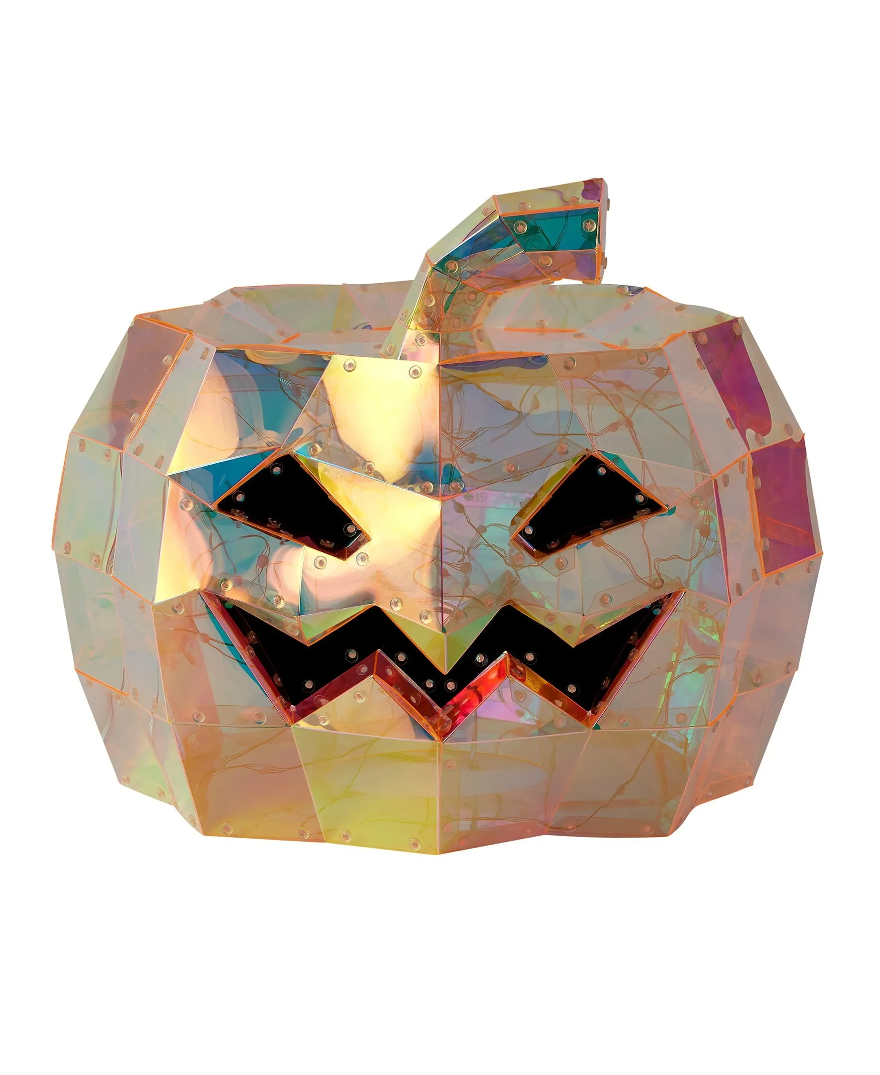 Halloween LED Lights - Prismatic Iridescent Pumpkin 16", Indoor Decoration, Bluetooth App-Based Control