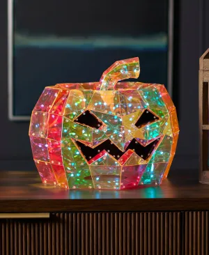 Halloween LED Lights - Prismatic Iridescent Pumpkin 16", Indoor Decoration, Bluetooth App-Based Control