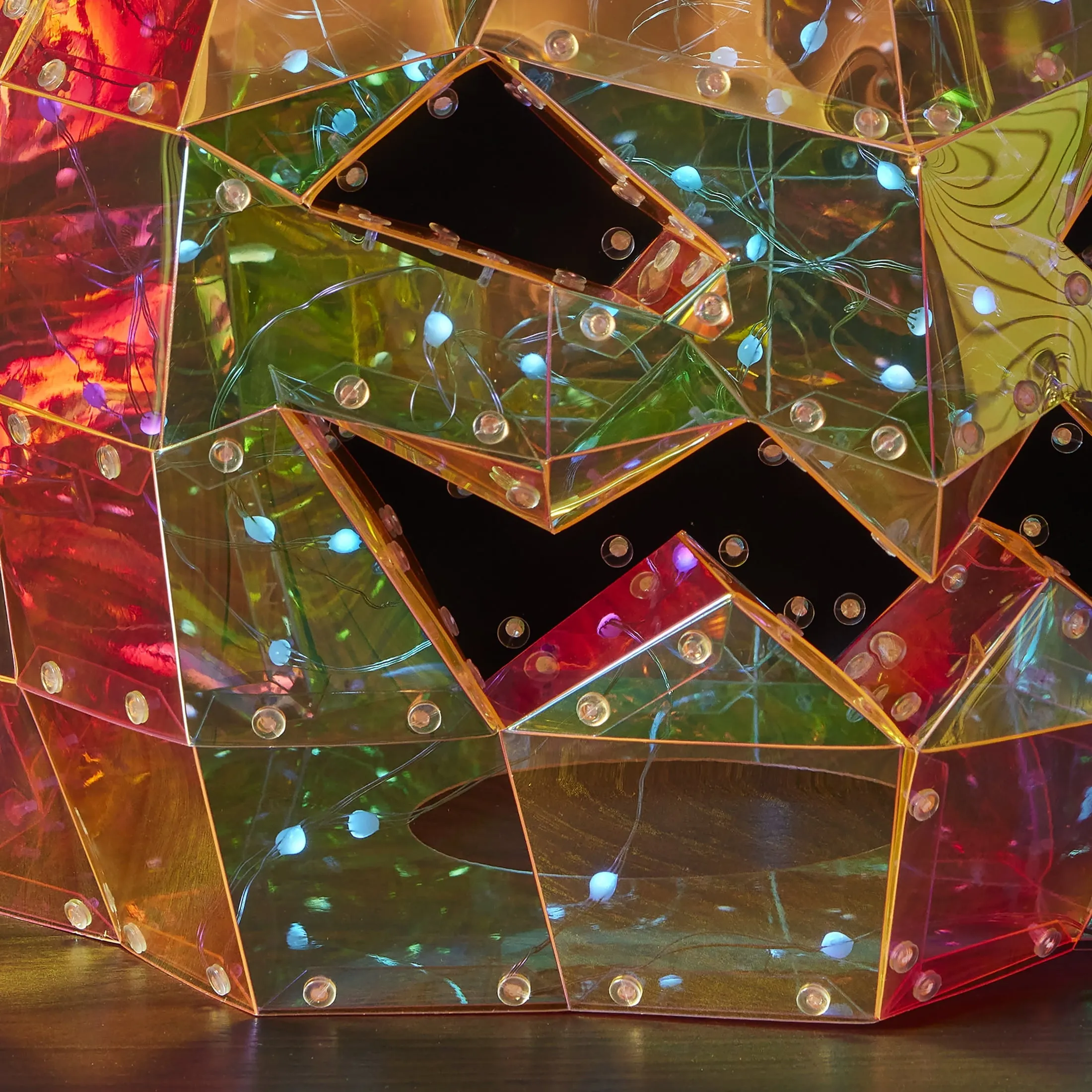 Halloween LED Lights - Prismatic Iridescent Pumpkin 16", Indoor Decoration, Bluetooth App-Based Control