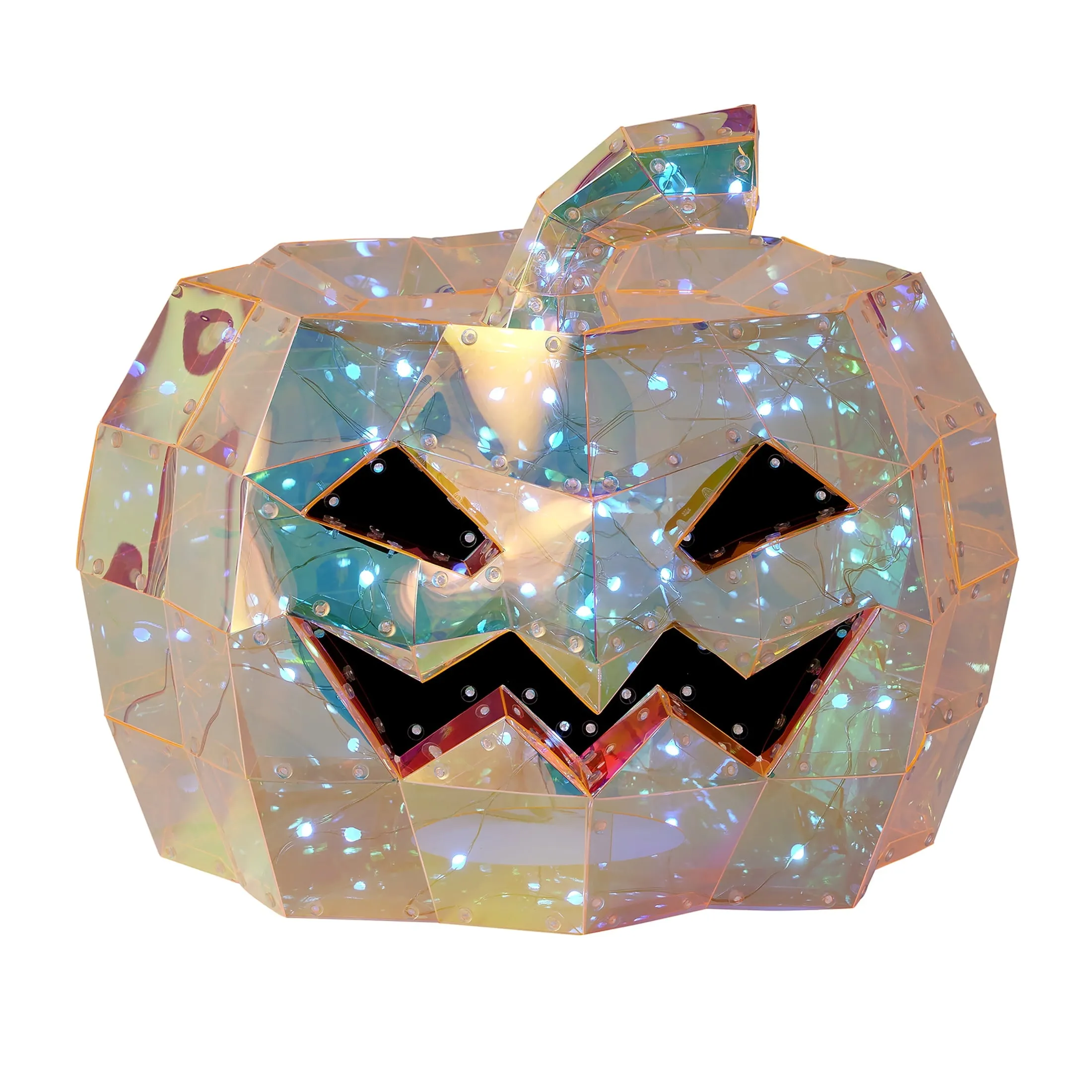 Halloween LED Lights - Prismatic Iridescent Pumpkin 16", Indoor Decoration, Bluetooth App-Based Control