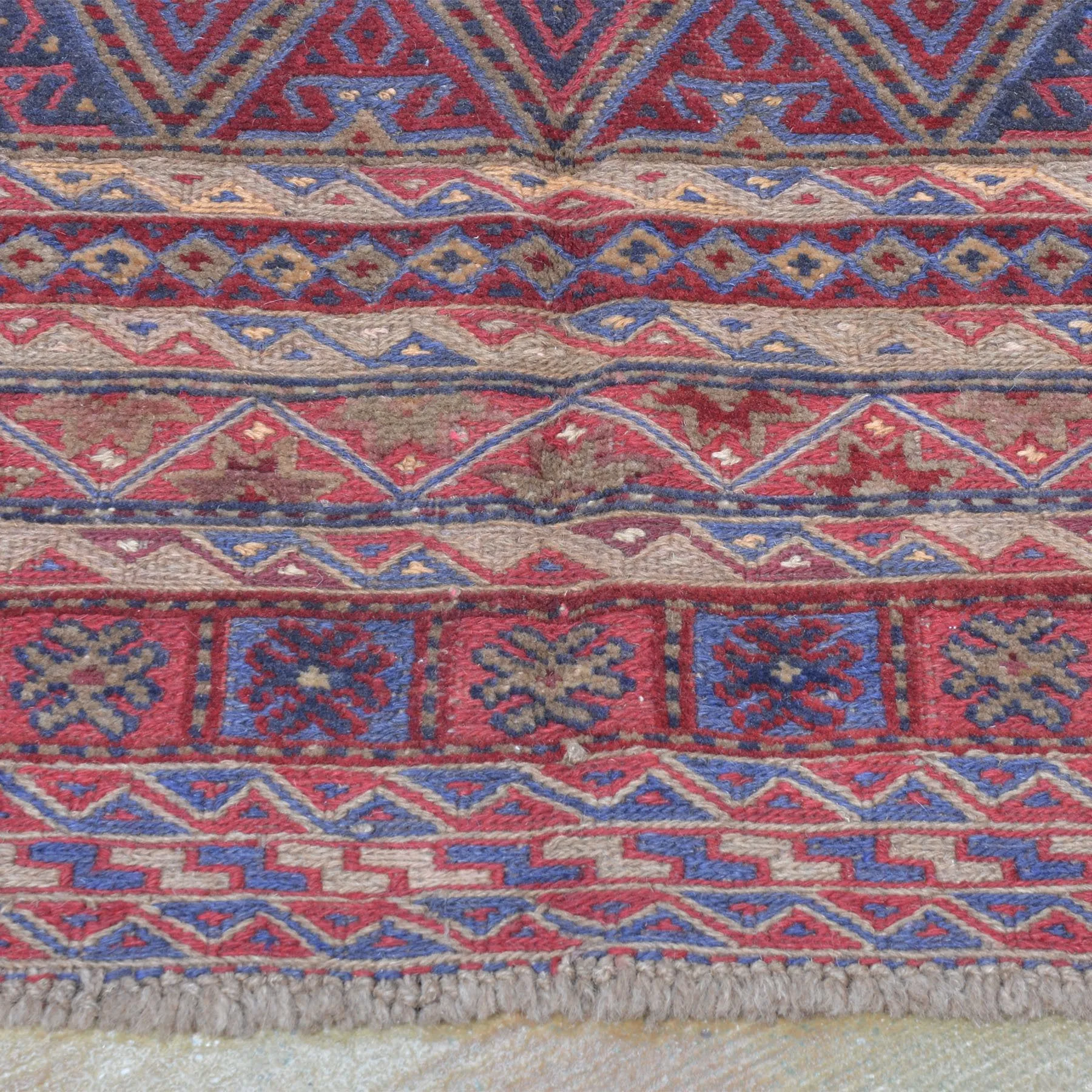 Hand-Woven Afghan Mashwani Flatweave Handmade Wool Rug (Size 4.8 X 6.4) Brrsf-1401