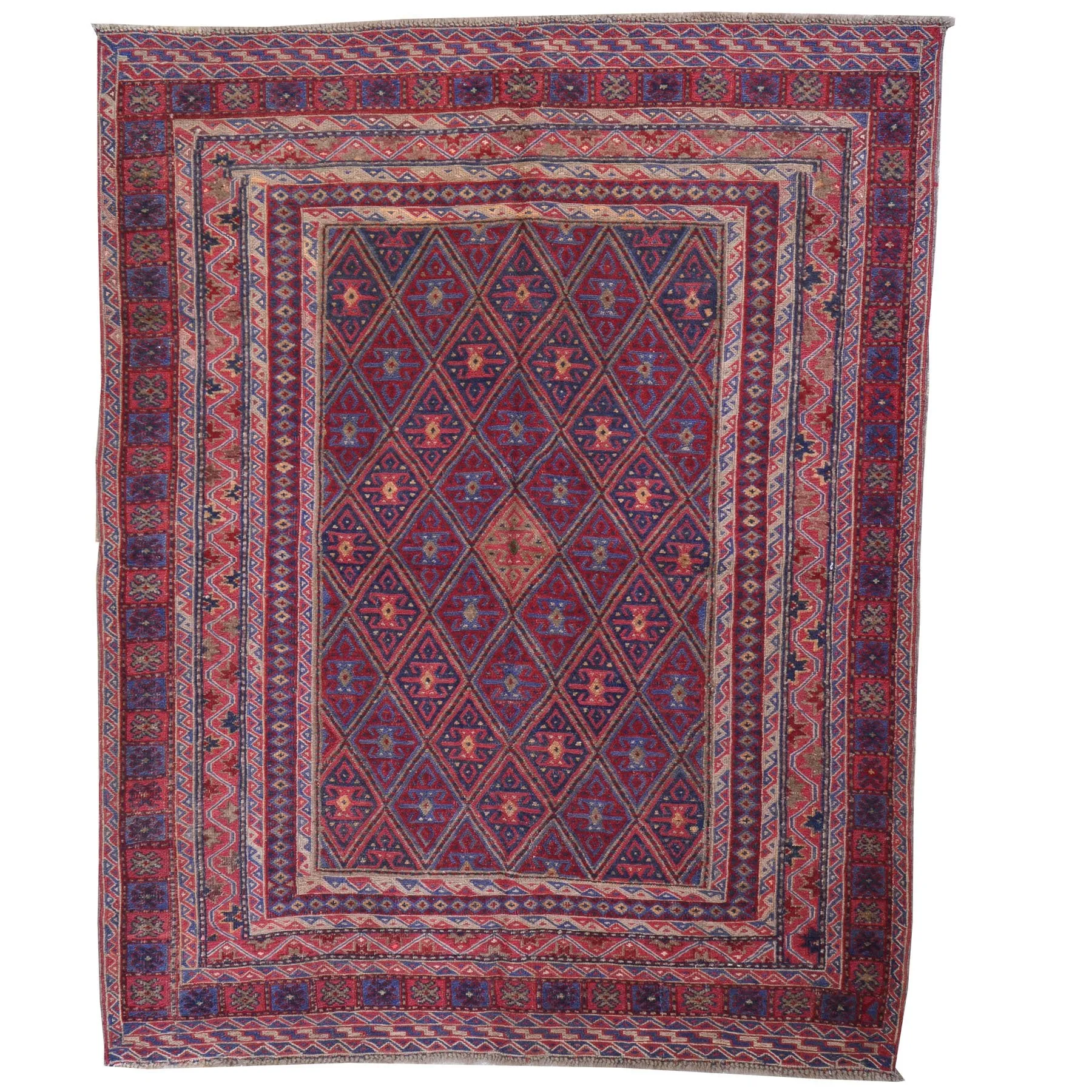 Hand-Woven Afghan Mashwani Flatweave Handmade Wool Rug (Size 4.8 X 6.4) Brrsf-1401