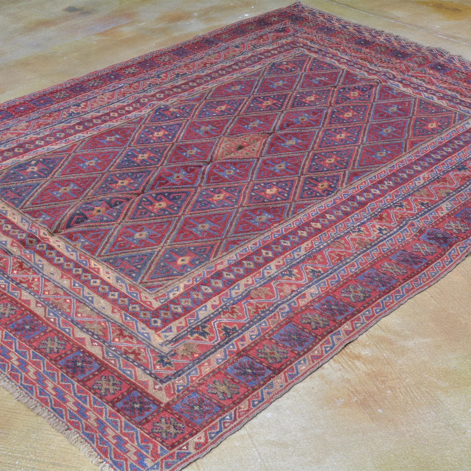Hand-Woven Afghan Mashwani Flatweave Handmade Wool Rug (Size 4.8 X 6.4) Brrsf-1401