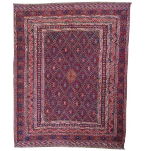 Hand-Woven Afghan Mashwani Flatweave Handmade Wool Rug (Size 4.8 X 6.4) Brrsf-1401