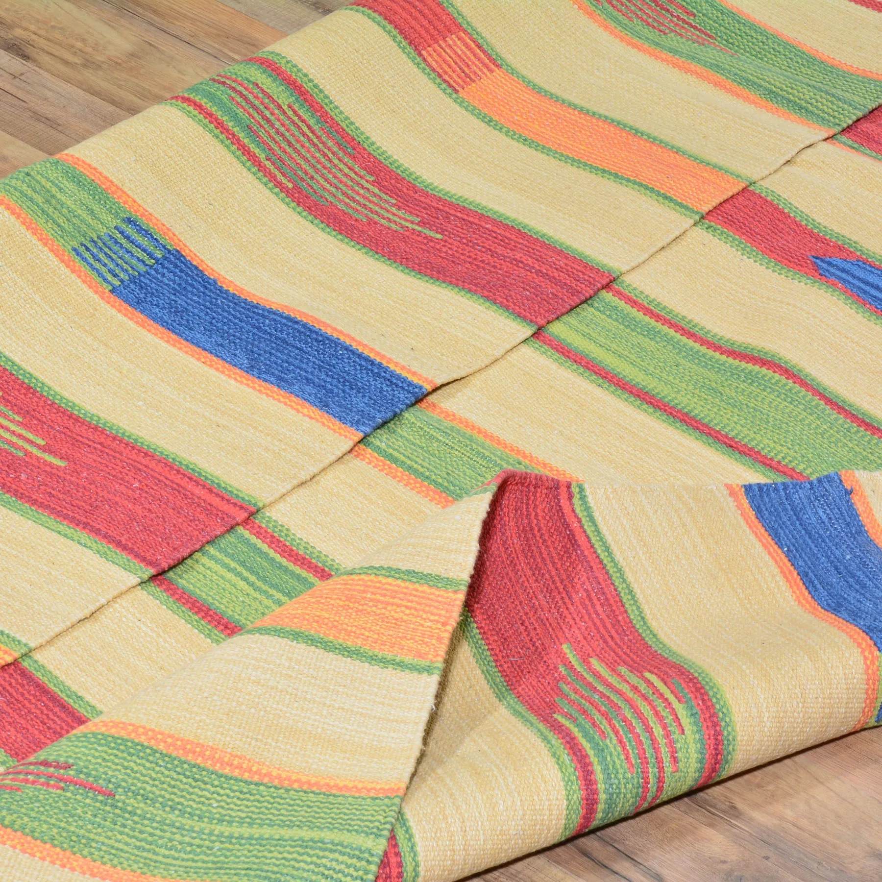 Hand-Woven Cotton Reversible Kilim Southwestern Design Rug (Size 5.0 X 7.8) Brral-4194