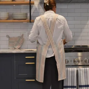 Hand Woven Crossback Apron | Ticking Stripe