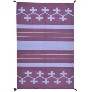 Hand-Woven Geometric Design Purple Color Wool Rug (Size 4.1 X 6.2) Cwral-8661