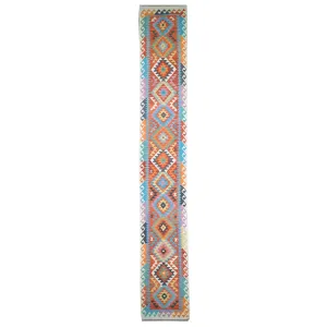 Hand-Woven Reversible Momana Kilim Handmade Wool Rug (Size 2.6 X 16.1) Cwral-10098
