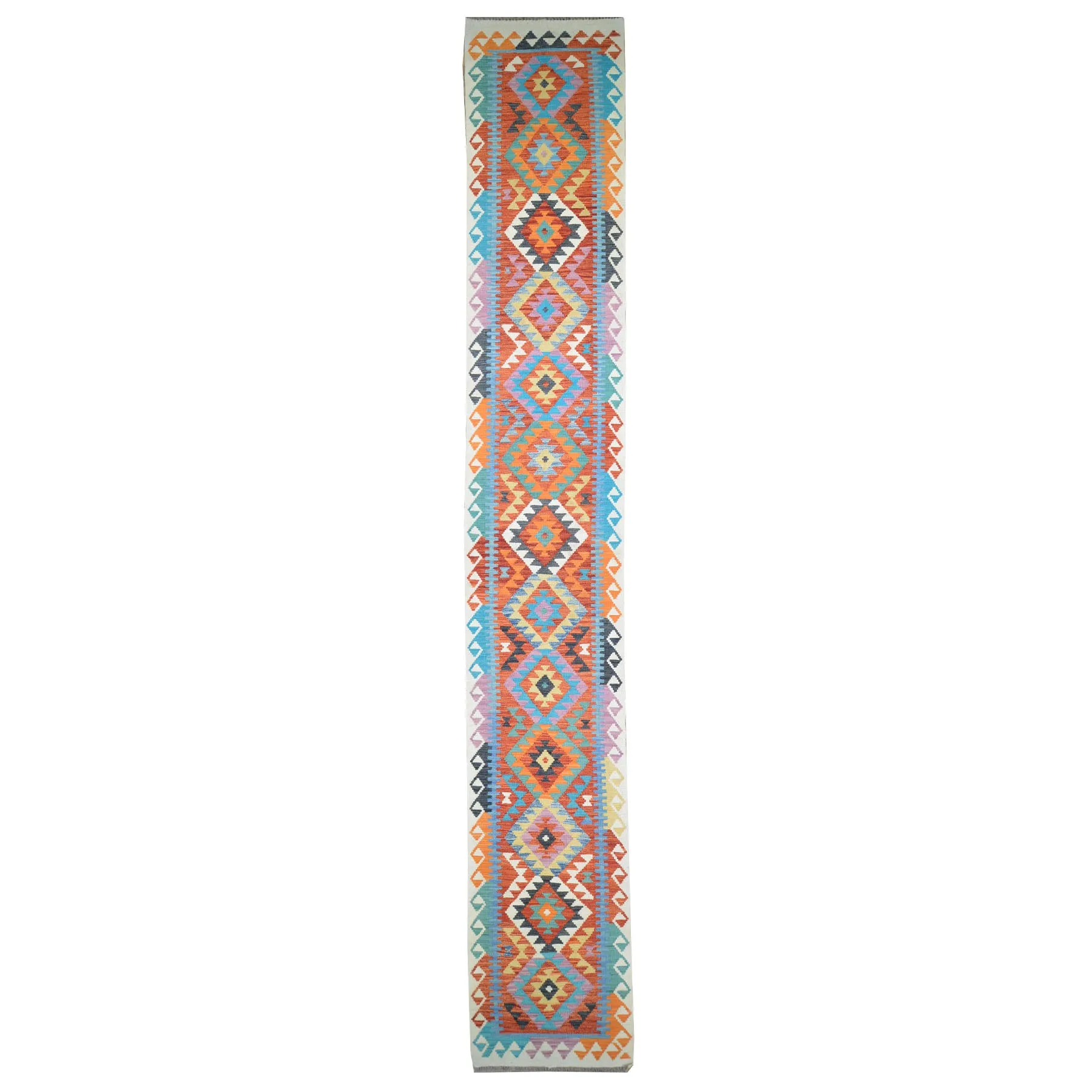 Hand-Woven Reversible Momana Kilim Handmade Wool Rug (Size 2.6 X 16.1) Cwral-10098