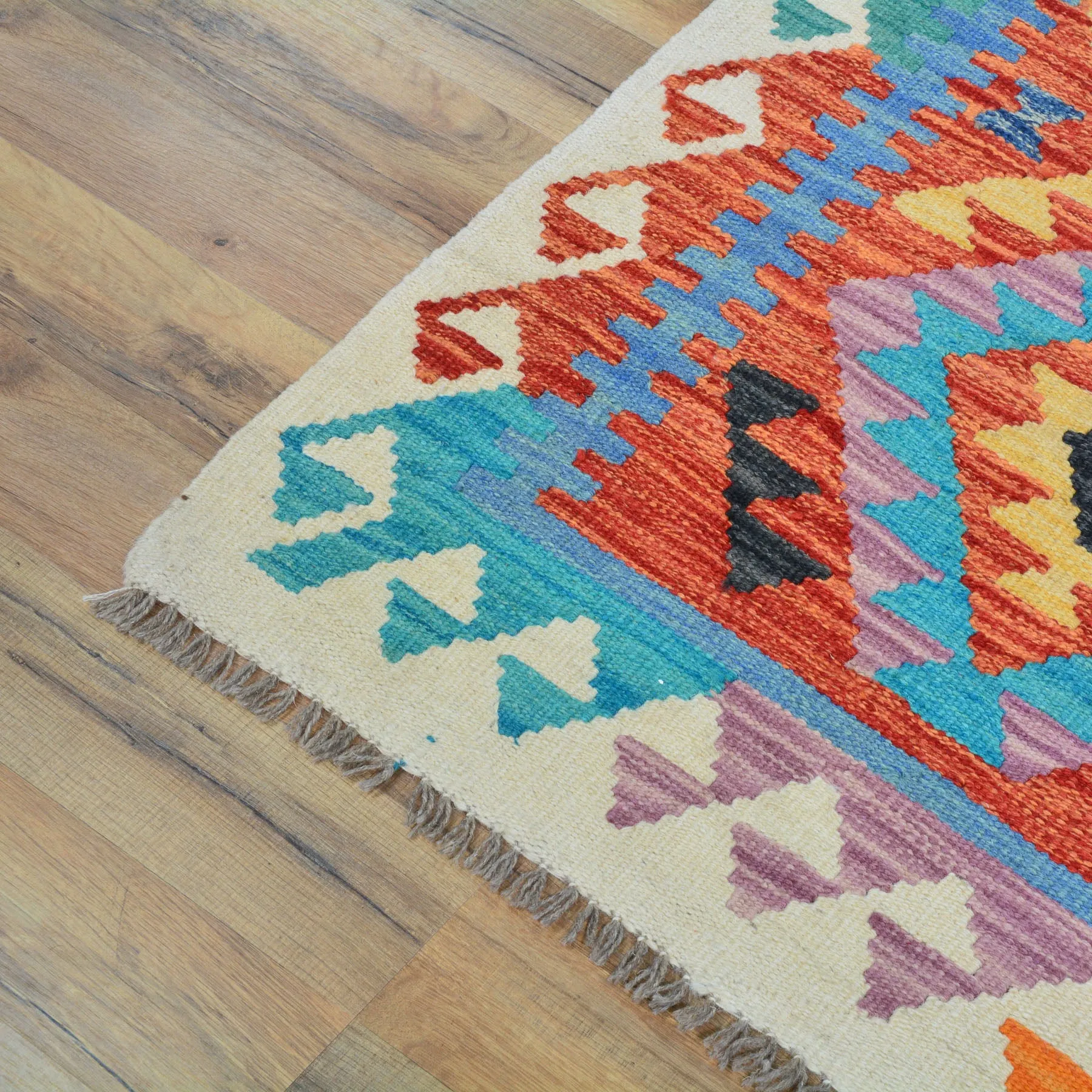 Hand-Woven Reversible Momana Kilim Handmade Wool Rug (Size 2.6 X 16.1) Cwral-10098