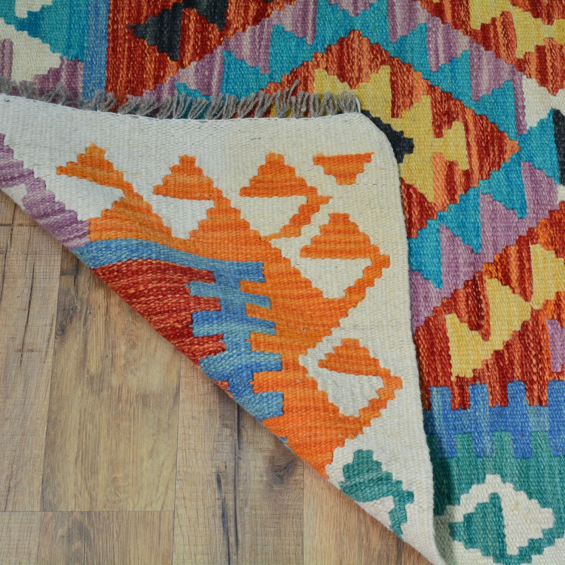 Hand-Woven Reversible Momana Kilim Handmade Wool Rug (Size 2.6 X 16.1) Cwral-10098