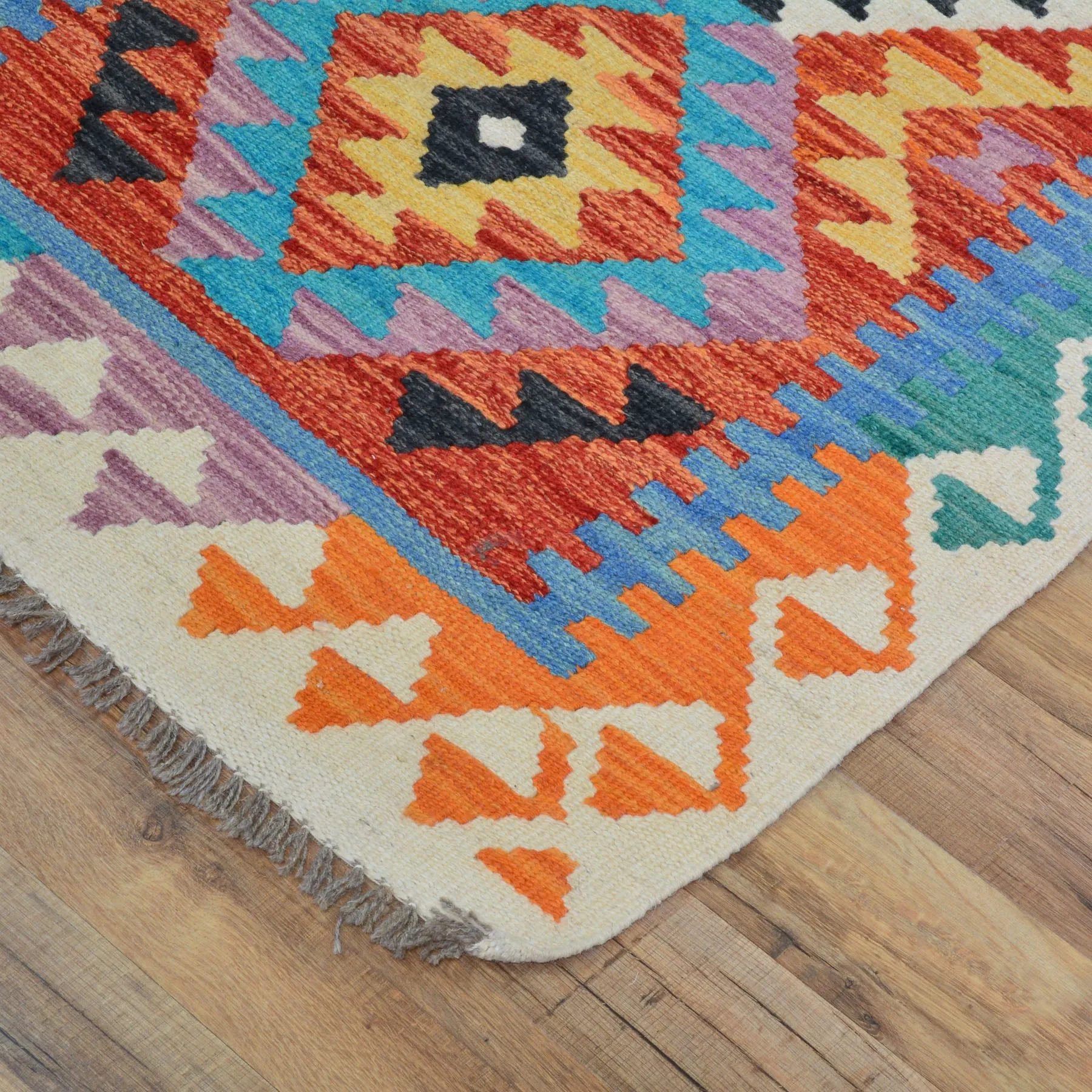 Hand-Woven Reversible Momana Kilim Handmade Wool Rug (Size 2.6 X 16.1) Cwral-10098
