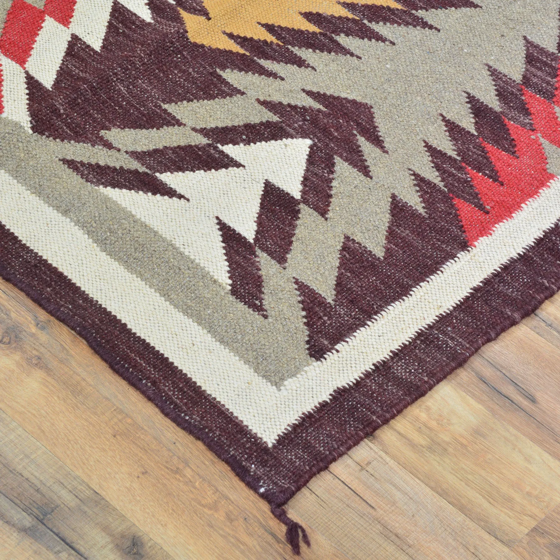 Hand-Woven Reversible Southwestern Design Handmade Wool Kilim (Size 3.0 X 9.7) Cwral-10359