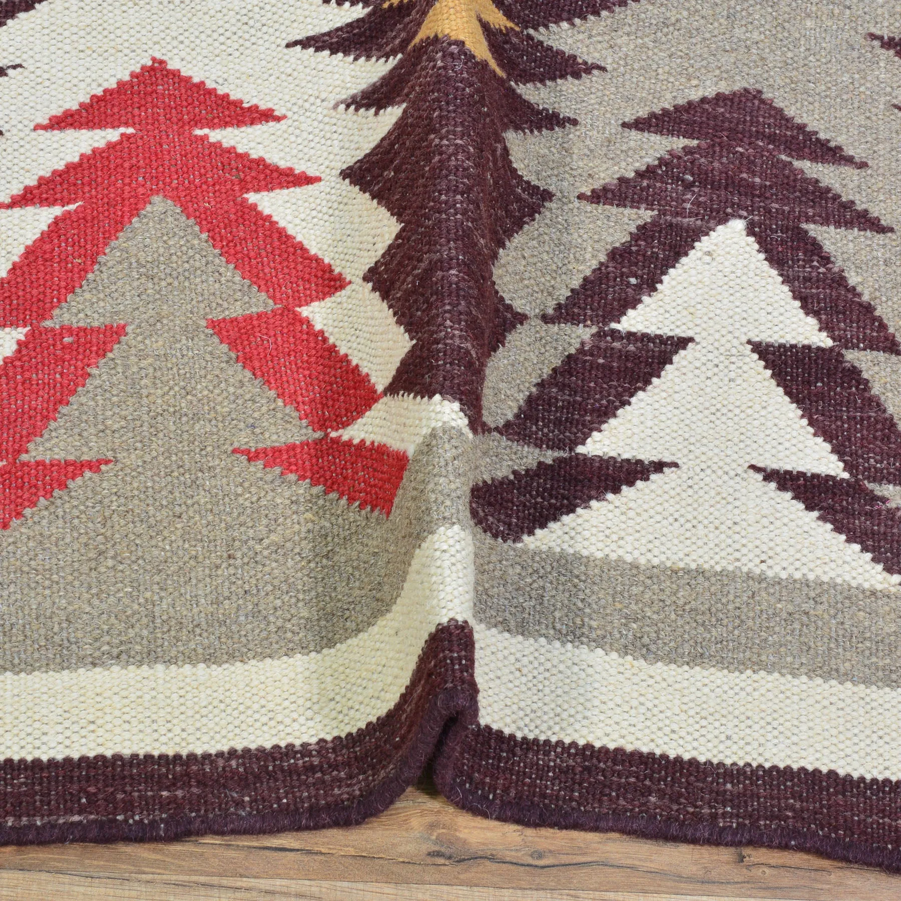 Hand-Woven Reversible Southwestern Design Handmade Wool Kilim (Size 3.0 X 9.7) Cwral-10359