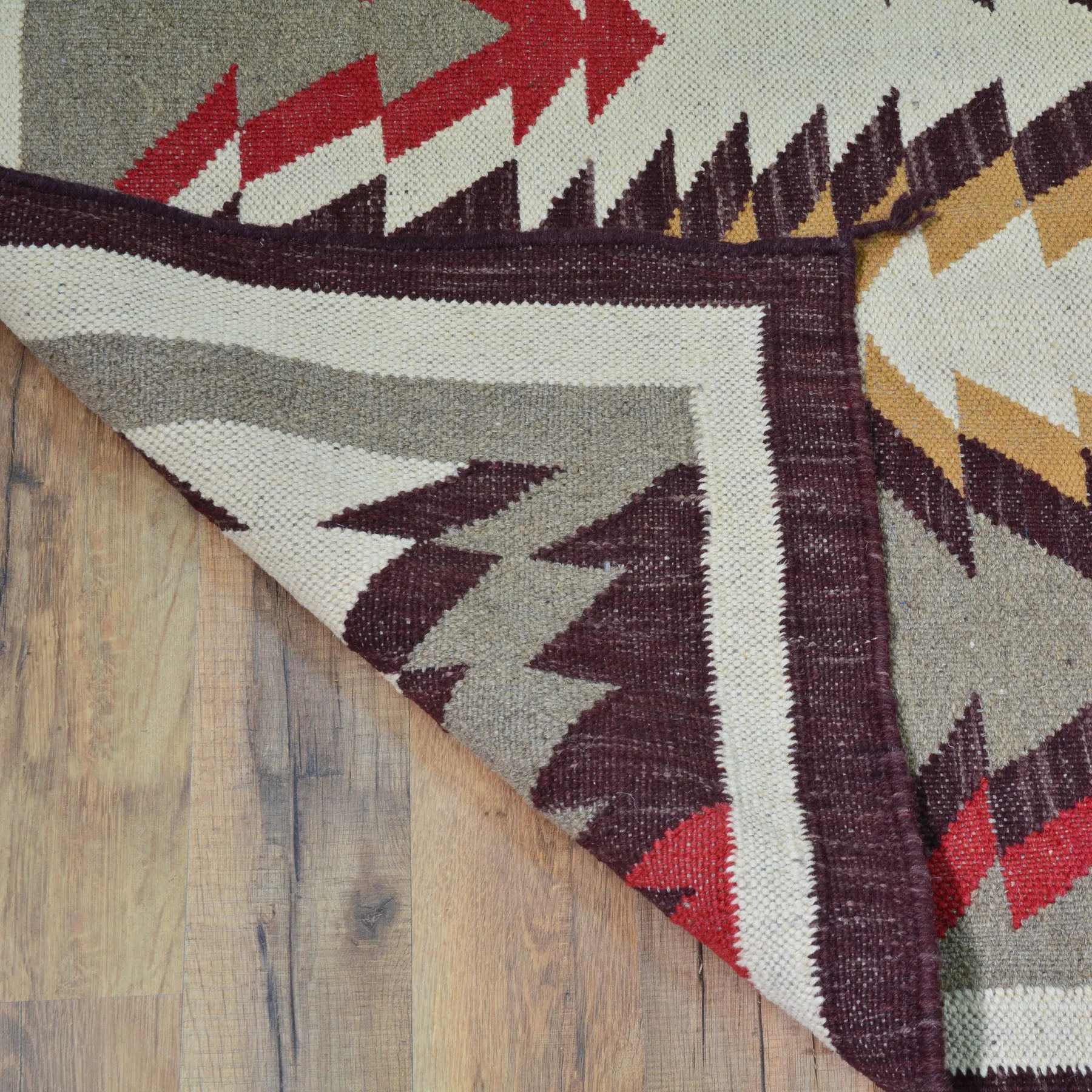 Hand-Woven Reversible Southwestern Design Handmade Wool Kilim (Size 3.0 X 9.7) Cwral-10359