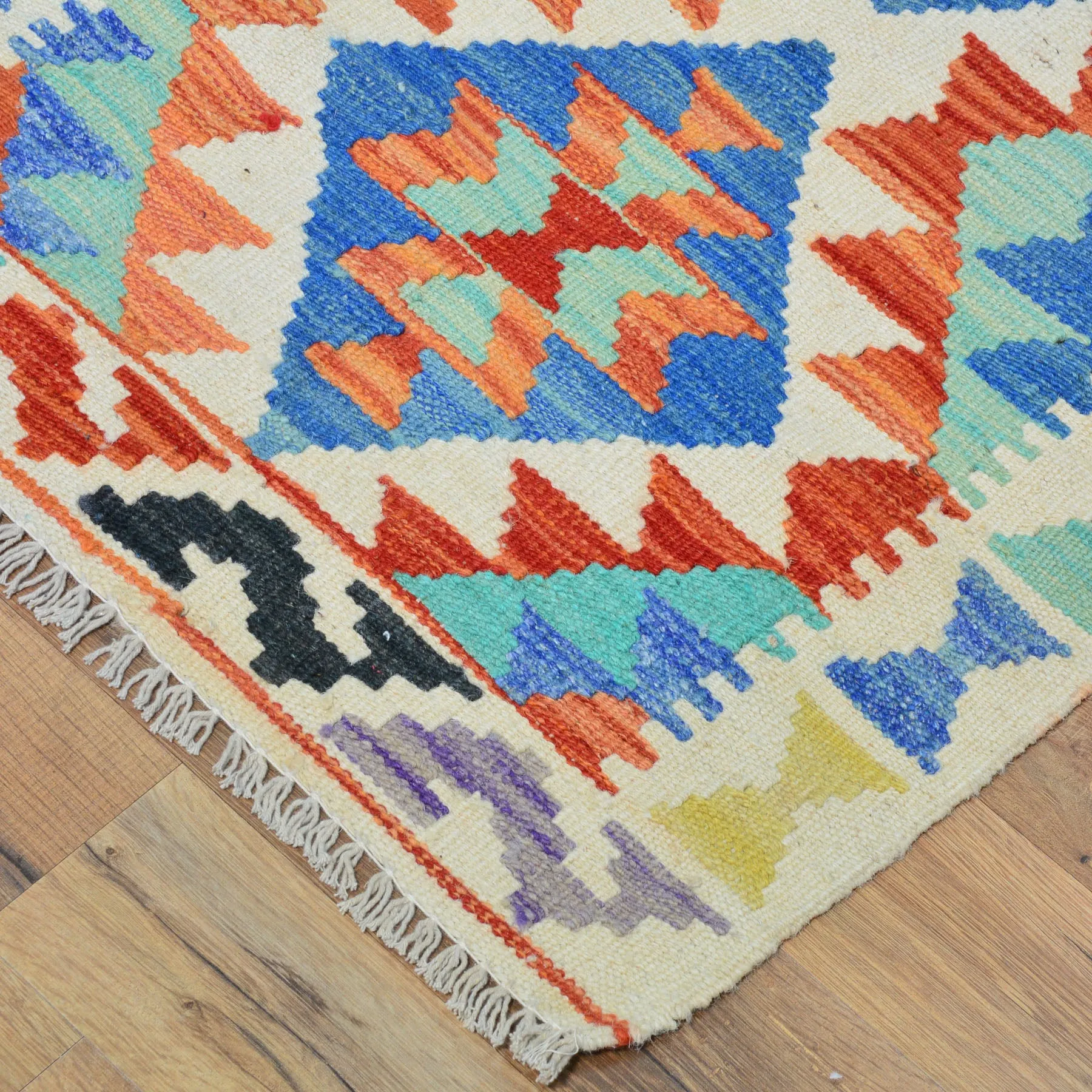 Hand-Woven Reversible Tribal Kilim Handmade Wool Rug (Size 1.11 X 2.7) Cwral-9384
