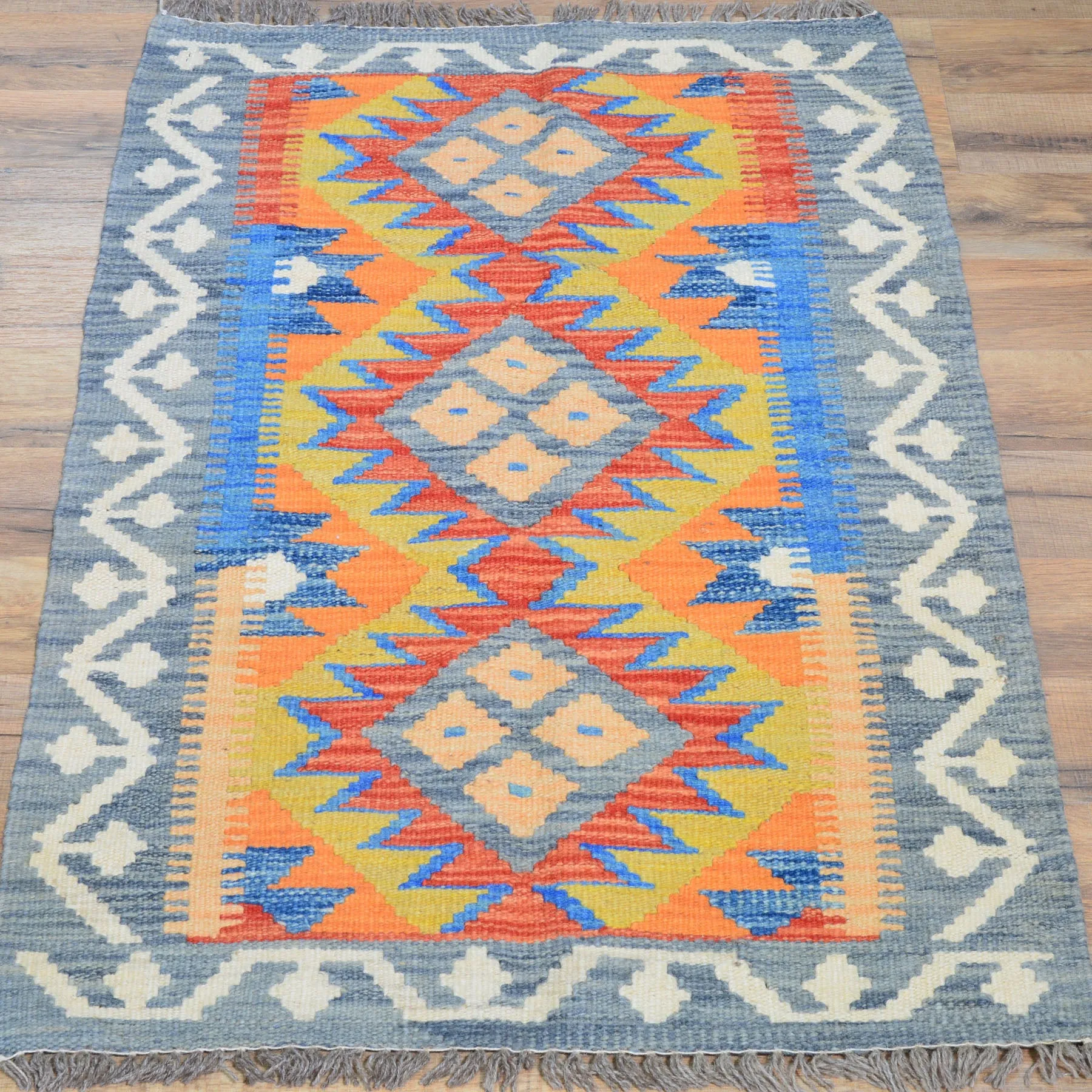 Hand-Woven Southwestern Afghan Kilim Handmade Wool Rug (Size 2.0 X 3.1) Cwral-9432