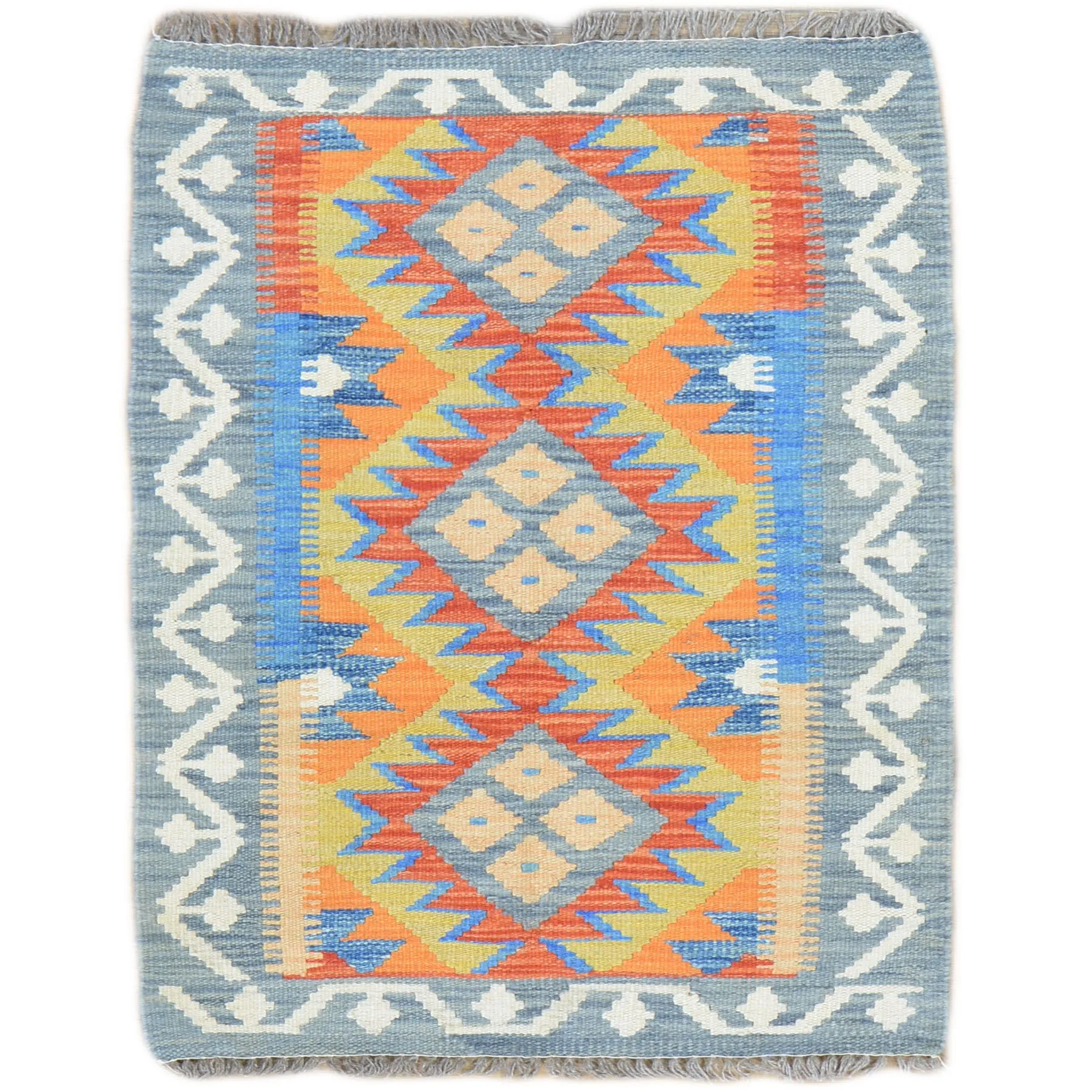 Hand-Woven Southwestern Afghan Kilim Handmade Wool Rug (Size 2.0 X 3.1) Cwral-9432
