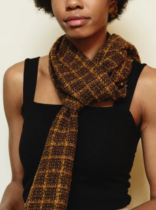 Handwoven Scarf, Windowpane Plaid