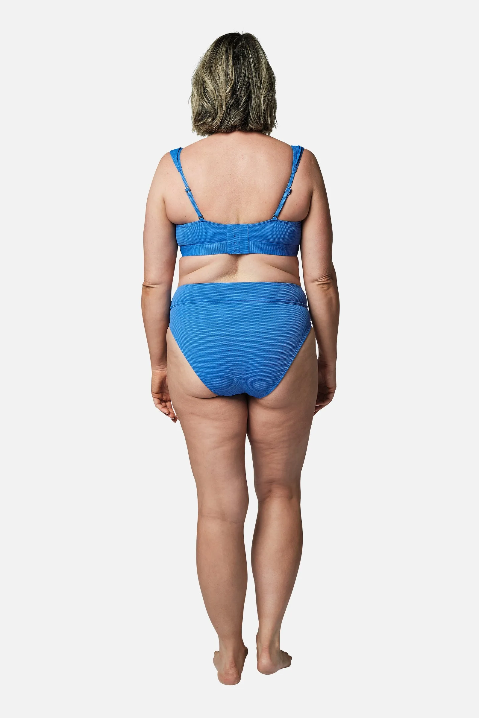 High-Cut High-Waisted Bikini Bottom SKY BLUE TEXTURE