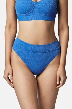 High-Cut High-Waisted Bikini Bottom SKY BLUE TEXTURE